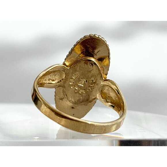 Tiger's Eye Oval Vermeil Overlay 925 Sterling Silver Vintage Ring - sz 6.75 - Picture 4 of 12